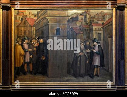 Table de Saint-Jérôme dans la sacristie, Saint-Jérôme, ecclésiastiques et ermites, Église de Santa Maria de Belem, Monastère des Hieronymites, Mosteiro dos J. Banque D'Images