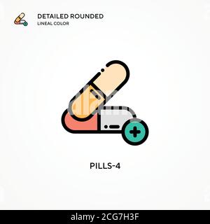 Icône de vecteur Pills-4. Concepts modernes d'illustration vectorielle. Facile à modifier et à personnaliser. Illustration de Vecteur