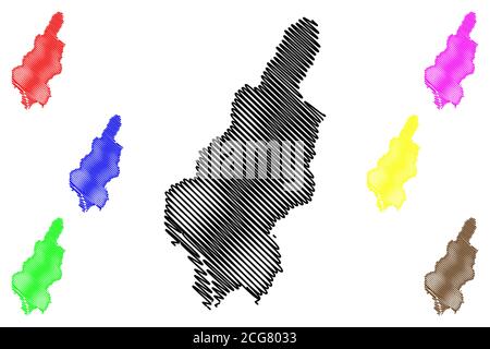 Illustration vectorielle de la carte de la ville de Hamhung (Corée du Nord, République populaire démocratique de Corée, RPDC ou RPD de Corée, province de Hamgyong Sud), croquis à tracer Illustration de Vecteur