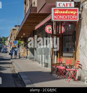 Café Broadway à Norrköping, Suède. C'est un vintage café qui était un hangout pour rock star Plura suédois et son groupe Eldkvarn lorsqu'ils étaient enfants. Banque D'Images