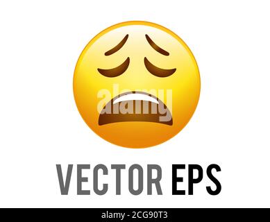 Le vecteur isolé dégradé jaune frustration, tristesse, amusement et affection visage icône avec les yeux fermés, les sourcils sillonnés et un large, ouvert froncé de sourcils. Illustration de Vecteur