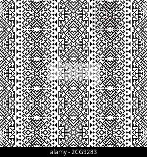 Motif ethnique homogène avec vector Illustration design tribal en noir et blanc couleur Banque D'Images