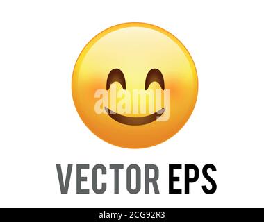 Le vecteur isolé dégradé jaune smiley doux et timide visage icône avec joues rouges Illustration de Vecteur