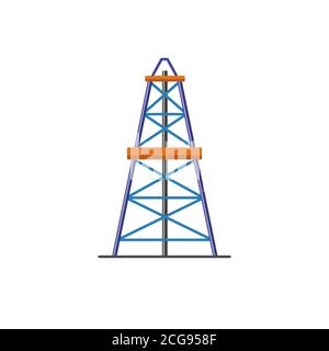 Icône de derrick d'huile plate Illustration de Vecteur