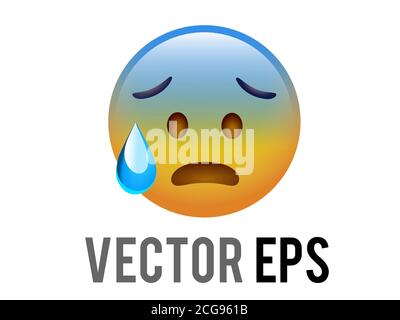 Le vecteur isolé dégradé bleu et jaune effrayant, visage de caractère terrible avec icône de sueur bleu Illustration de Vecteur