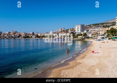 Saranda Beach, Saranda, Albanie Banque D'Images