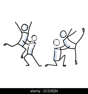 Jeu de danse de danse de stickman de sexe masculin gay dessiné à la main. Contour simple deux mâles ballerina couple doodle icône clipart. Pour le studio de danse lgbtq ou fierté Illustration de Vecteur