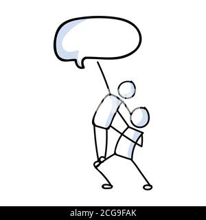 Dessin à la main gay hommes stickman danseur ballet parole bulle concept. Contour simple deux mâles ballerina couple doodle icône clipart. Pour le studio de danse lgbtq Illustration de Vecteur