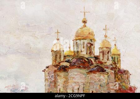 Église orthodoxe en Russie. Fragment d'une peinture à l'huile. Banque D'Images