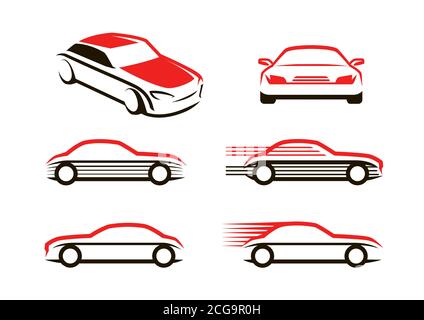 Icônes de voiture définies. Transport, symbole ou logo d'automobile Illustration de Vecteur