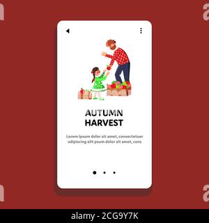 Illustration du vecteur d'occupation familiale des pommes de récolte d'automne Illustration de Vecteur