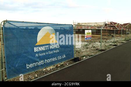 Bennett Homes, chantier de construction, nouvelles maisons, terres auparavant agricoles, Hunstanton, Norfolk, Angleterre Banque D'Images