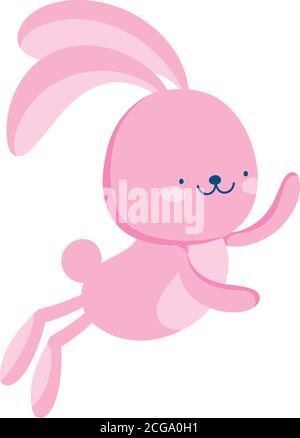 sautez rose lapin animal dessin animé isolé style icône illustration vectorielle Illustration de Vecteur