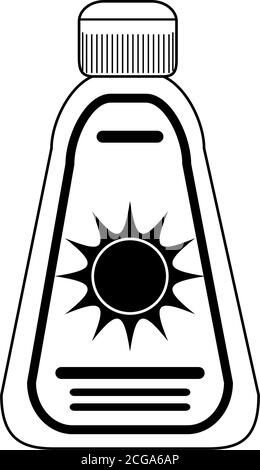 lunettes de soleil bouteille lotion protection ligne icône style illustration vectorielle Illustration de Vecteur