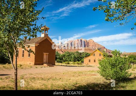 Grafton, Utah, États-Unis - 13 juin 2020 : bâtiments abandonnés dans la ville fantôme de Grafton, dans l'Utah. Banque D'Images