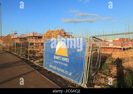 Bennett Homes, nouvelles maisons, construction, développement, logement, terres agricoles antérieures, Hunstanton, Norfolk, Angleterre, Royaume-Uni Banque D'Images