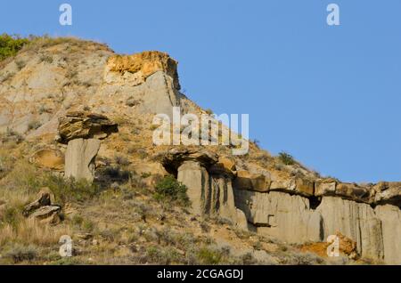 Formations rocheuses uniques au parc national Theodore Roosevelt Banque D'Images