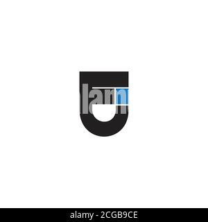 écusson abstrait lettre fj simple ligne géométrique symbole logo vecteur Illustration de Vecteur