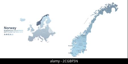 Carte de Norvège. Carte vectorielle de gradient bleu des pays européens. Illustration de Vecteur