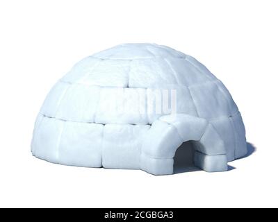 Igloo isolé sur fond blanc illustration 3d Banque D'Images