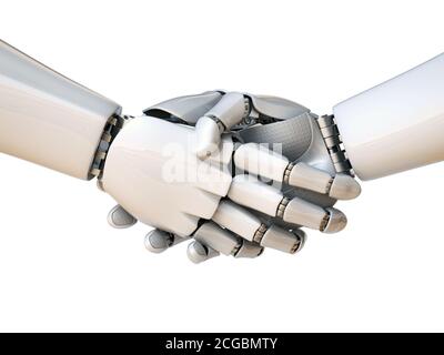 Deux robots qui secouent le rendu 3d Banque D'Images