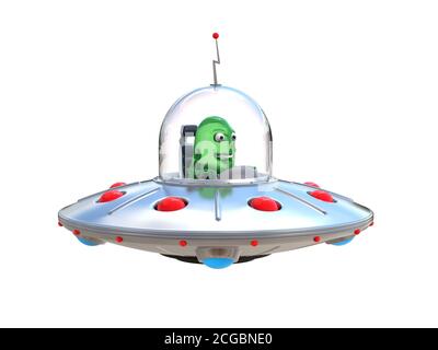 Vaisseau spatial extraterrestre, illustration 3d de la soucoupe volante Banque D'Images