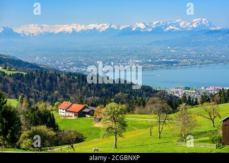 Vue impressionnante sur le lac de Constance et la vallée du Rhin Banque D'Images