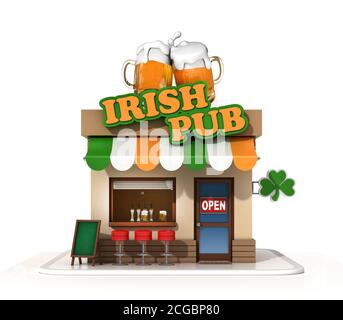 Pub irlandais rendu 3d Banque D'Images