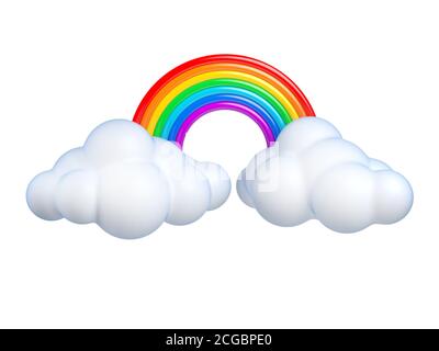 Arc-en-ciel entre les nuages rendu 3d Banque D'Images