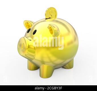 Golden piggy Bank rendu 3d Banque D'Images