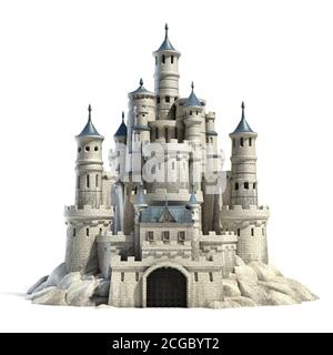 Château sur fond blanc rendu 3d Banque D'Images