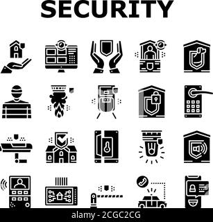 Home Security Device Collection Icons Set Vector Illustration de Vecteur