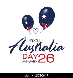 Journée nationale de l'Australie. Ballons australiens avec rayures et couleurs nationales. Bonne journée en Australie. Janvier 26. Banque D'Images