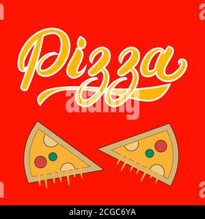 Illustration vectorielle du logo pizza sur fond rouge Illustration de Vecteur