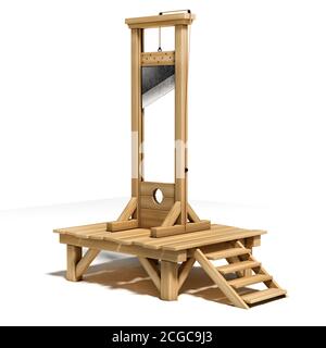 guillotine sur fond blanc illustration 3d Banque D'Images