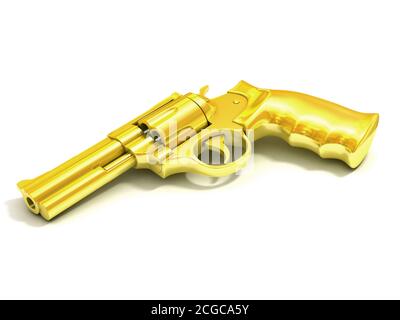 golden gun sur fond blanc Banque D'Images