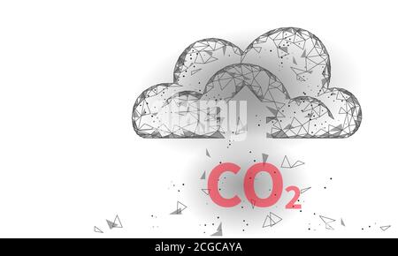 Dioxyde de carbone CO2 écologie problème concept écologique. Rendu 3D de gaz organique renouvelable. Science chimie biocarburant biotechnologie serre climatique polygonale Illustration de Vecteur