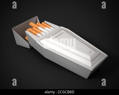 paquet de cigarettes comme cercueil funéraire - fumer tue la 3d concept Banque D'Images