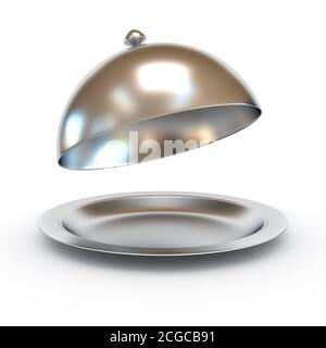 Restaurant ouvert cloche sur fond blanc illustration 3d Banque D'Images