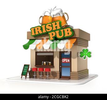 Pub irlandais mini magasin de rendu 3d Banque D'Images