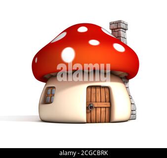 illustration 3d de style dessin animé de champignons Banque D'Images
