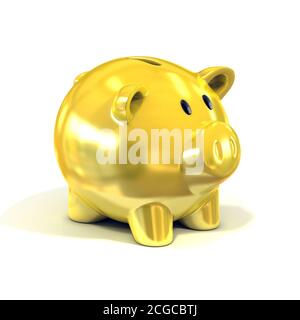 golden piggy bank rendu 3d Banque D'Images