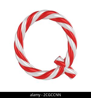 Canne de Noël police - lettre Q Banque D'Images