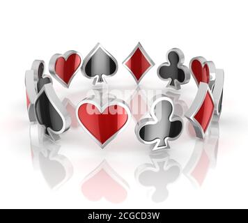 symboles de cartes à jouer - icônes coeur, club, diamant et bêche 3d Banque D'Images