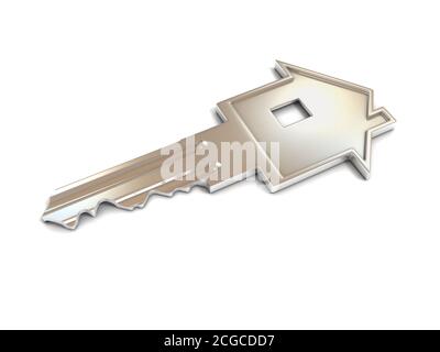illustration 3d de la clé de forme de maison Banque D'Images