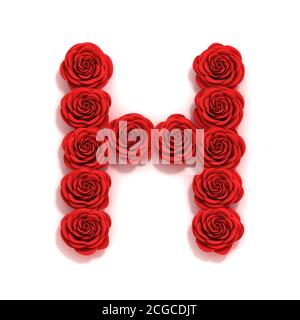 Rose rouge police lettre H Banque D'Images