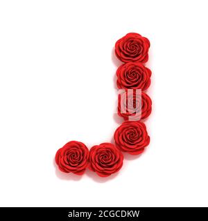 Rose rouge police lettre J Banque D'Images