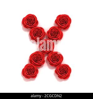Lettre X de police de roses rouges Banque D'Images