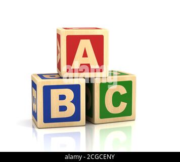 Concept de l'alphabet - cubes ABC sur fond blanc Banque D'Images