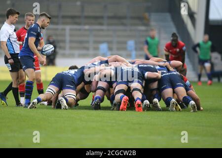 Sale Sharks Scrum pendant le championnat anglais Gallagher Premiership Rugby Union match entre sale Sharks et Saracens le 9 septembre 2020 à la Banque D'Images